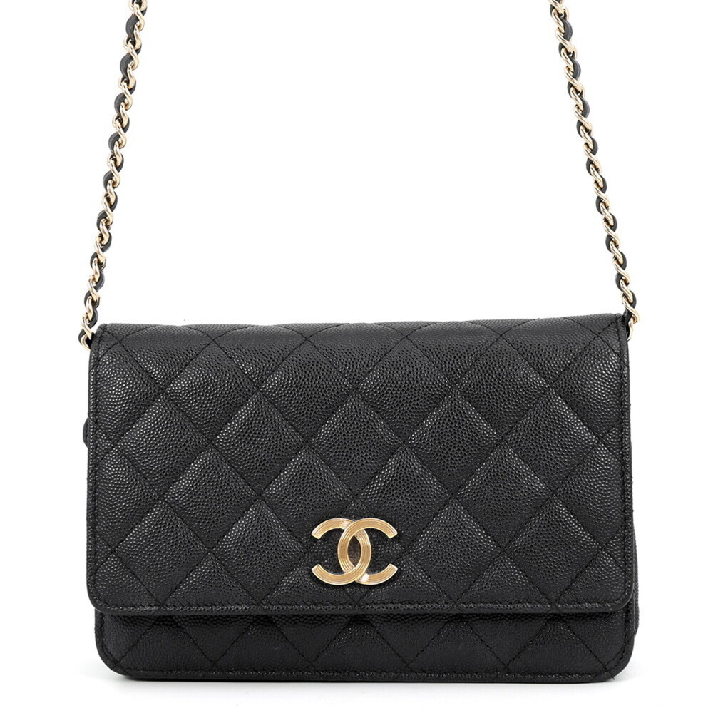 Chanel Chain Wallet, Matelassé Coco Mark, Caviar Skin AP3127, CHANEL Long Bla...